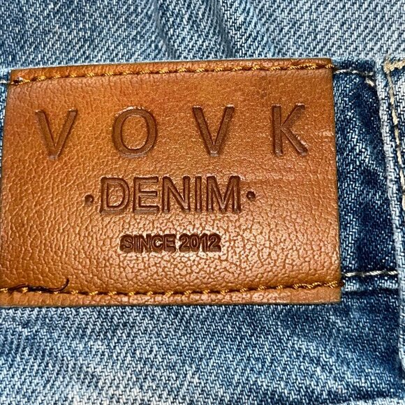 VOVK DENIM BLUE JEANS- FROM UKRAINE  HIGH WAIST  WIDE LEG - SIZE MEDIUM W28XL28 - Picture 6 of 13